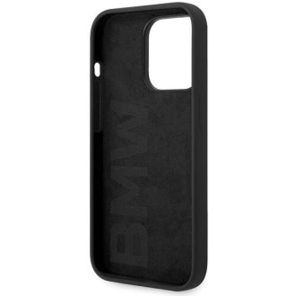 BMW silikonové pouzdro s kovovým logem pro iPhone 15 Pro - černé