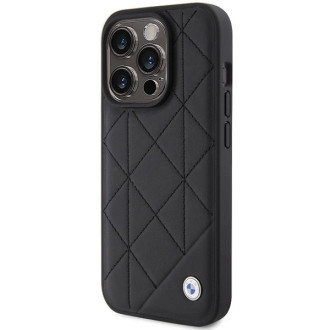 BMW Kožené prošívané pouzdro pro iPhone 15 Pro Max - černé