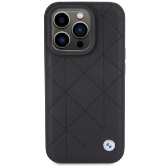 BMW Kožené prošívané pouzdro pro iPhone 15 Pro Max - černé