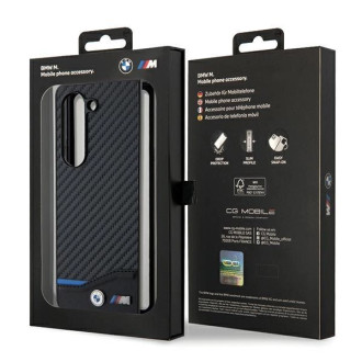 BMW Kožené karbonové pouzdro pro Samsung Galaxy Z Fold 5 - černé