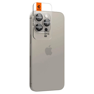 Spigen Optik.tR EZ Fit Camera Protector pro iPhone 14 Pro / Pro Max / 15 Pro / Pro Max - přírodní titan 2 ks.