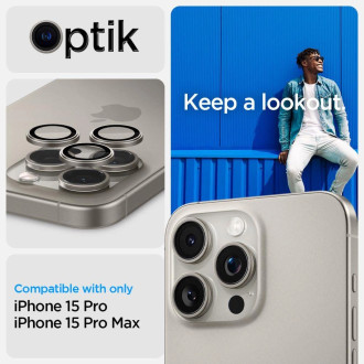 Spigen Optik.tR EZ Fit Camera Protector pro iPhone 14 Pro / Pro Max / 15 Pro / Pro Max - přírodní titan 2 ks.