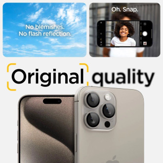 Spigen Optik.tR EZ Fit Camera Protector pro iPhone 14 Pro / Pro Max / 15 Pro / Pro Max - přírodní titan 2 ks.