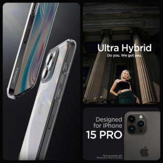 Pouzdro Spigen Ultra Hybrid pro iPhone 15 Pro - průhledné šedé