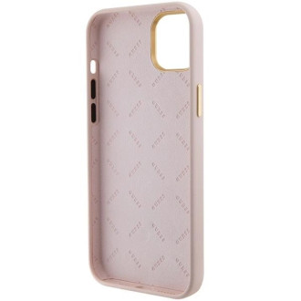 Guess silikonové pouzdro Logo Strass 4G pro iPhone 15 - světle růžové