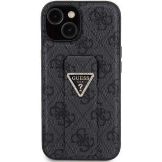 Pouzdro Guess Grip Stand 4G Triangle Strass pro iPhone 15 - černé