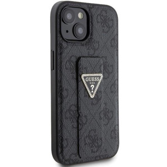 Pouzdro Guess Grip Stand 4G Triangle Strass pro iPhone 15 - černé