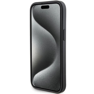Pouzdro Guess Grip Stand 4G Triangle Strass pro iPhone 15 - černé
