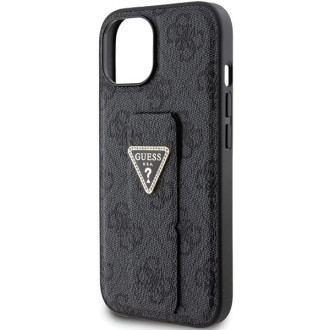 Pouzdro Guess Grip Stand 4G Triangle Strass pro iPhone 15 - černé