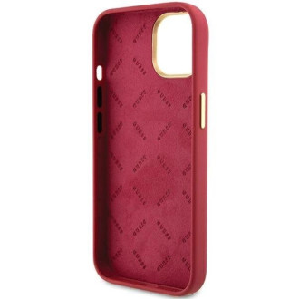 Pouzdro Guess Silicone Script Metal Logo &amp; Frame pro iPhone 15 - červené