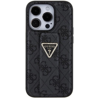 Pouzdro Guess Grip Stand 4G Triangle Strass pro iPhone 15 Pro Max - černé