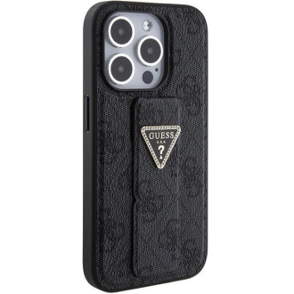 Pouzdro Guess Grip Stand 4G Triangle Strass pro iPhone 15 Pro Max - černé