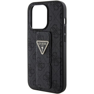 Pouzdro Guess Grip Stand 4G Triangle Strass pro iPhone 15 Pro Max - černé