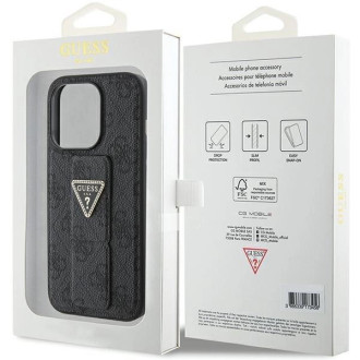 Pouzdro Guess Grip Stand 4G Triangle Strass pro iPhone 15 Pro Max - černé