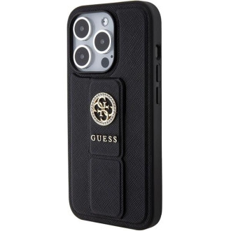 Guess Grip Stand 4G pouzdro Saffiano Strass pro iPhone 15 Pro Max - černé