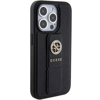 Guess Grip Stand 4G pouzdro Saffiano Strass pro iPhone 15 Pro Max - černé