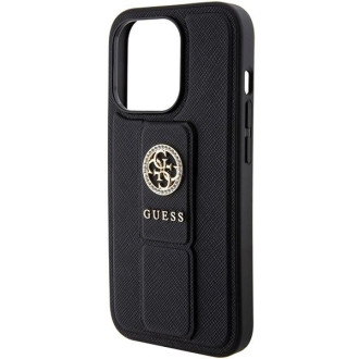 Guess Grip Stand 4G pouzdro Saffiano Strass pro iPhone 15 Pro Max - černé