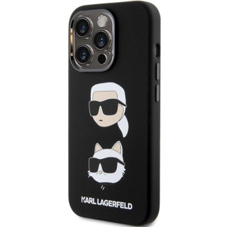Karl Lagerfeld silikonové pouzdro Karl&amp;Choupette Head pro iPhone 15 Pro - černé