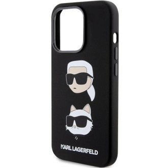 Karl Lagerfeld silikonové pouzdro Karl&amp;Choupette Head pro iPhone 15 Pro - černé