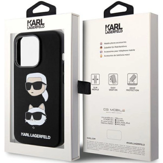 Karl Lagerfeld silikonové pouzdro Karl&amp;Choupette Head pro iPhone 15 Pro - černé