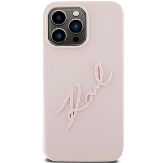 Karl Lagerfeld silikonové pouzdro Karl Script pro iPhone 15 Pro - růžové