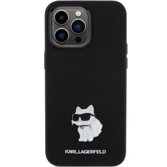 Karl Lagerfeld silikonové pouzdro Choupette Metal Pin pro iPhone 15 Pro - černé