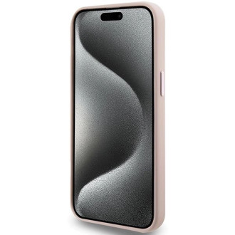 Karl Lagerfeld silikonové pouzdro Choupette Metal Pin pro iPhone 15 Pro - růžové