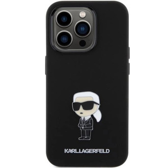 Karl Lagerfeld silikonové pouzdro Ikonik Metal Pin pro iPhone 15 Pro - černé