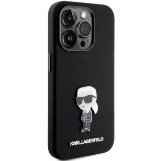 Karl Lagerfeld silikonové pouzdro Ikonik Metal Pin pro iPhone 15 Pro - černé