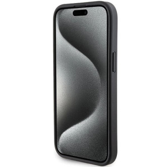 Karl Lagerfeld Gripstand Pouzdro Saffiano Choupette Pins pro iPhone 15 Plus / 14 Plus – černé