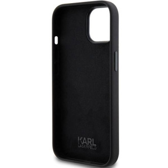 Karl Lagerfeld silikonové pouzdro Choupette Metal Pin pro iPhone 15 - černé
