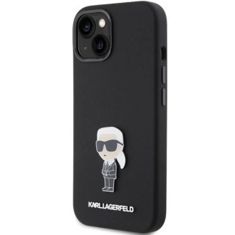 Karl Lagerfeld silikonové pouzdro Ikonik Metal Pin pro iPhone 15 - černé