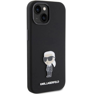 Karl Lagerfeld silikonové pouzdro Ikonik Metal Pin pro iPhone 15 - černé