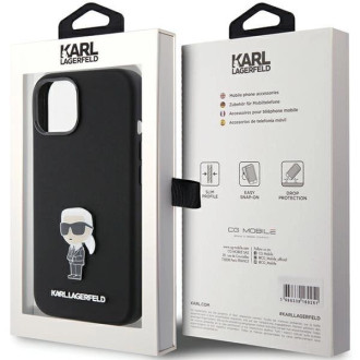 Karl Lagerfeld silikonové pouzdro Ikonik Metal Pin pro iPhone 15 - černé