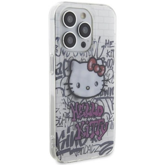 Pouzdro Hello Kitty IML Kitty On Bricks Graffiti pro iPhone 14 Pro Max - bílé