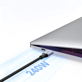 Ugreen US535 USB-C / USB-C PD kabel 240W 5A 1m - šedý