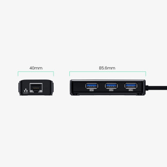 Ugreen 20265 USB-A / RJ45 1000 Mbps HUB 3x síťový adaptér USB 3.0 - černý