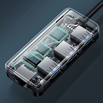 Ugreen 20265 USB-A / RJ45 1000 Mbps HUB 3x síťový adaptér USB 3.0 - černý