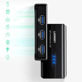 Ugreen 20265 USB-A / RJ45 1000 Mbps HUB 3x síťový adaptér USB 3.0 - černý