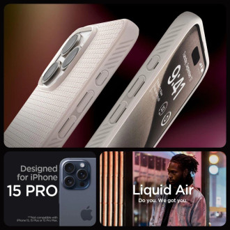 Pouzdro Spigen Liquid Air pro iPhone 15 Pro - přírodní titan