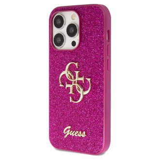 Guess Glitter Script Big 4G pouzdro pro iPhone 15 Pro - fialové