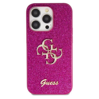 Guess Glitter Script Big 4G pouzdro pro iPhone 15 Pro - fialové