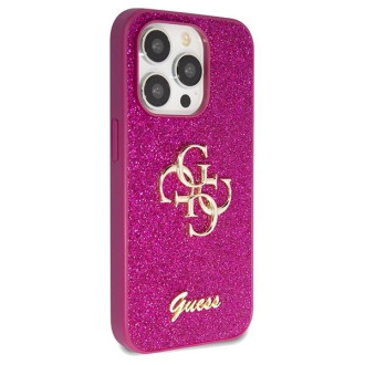 Guess Glitter Script Big 4G pouzdro pro iPhone 15 Pro - fialové