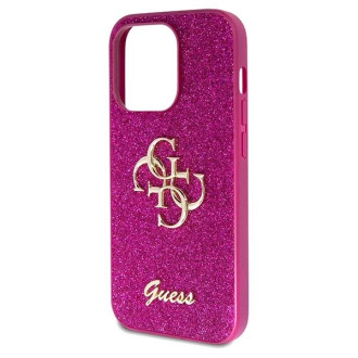 Guess Glitter Script Big 4G pouzdro pro iPhone 15 Pro - fialové