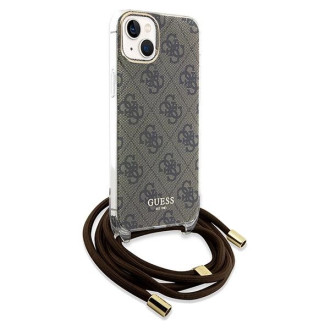 Guess Crossbody Cord 4G Print pouzdro pro iPhone 15 / 14 / 13 - hnědé