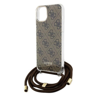 Guess Crossbody Cord 4G Print pouzdro pro iPhone 15 / 14 / 13 - hnědé