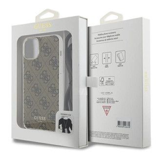 Guess Crossbody Cord 4G Print pouzdro pro iPhone 15 / 14 / 13 - hnědé