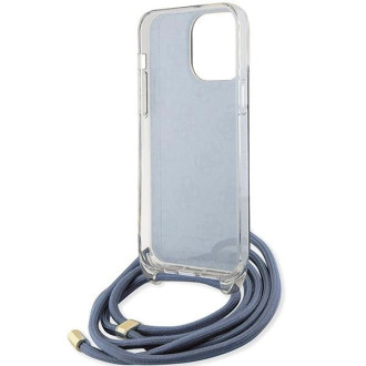 Pouzdro Guess Crossbody Cord 4G Print pro iPhone 15 Pro Max - modré