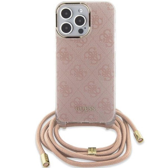 Pouzdro Guess Crossbody Cord 4G Print pro iPhone 15 Pro Max - růžové