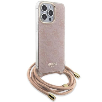 Pouzdro Guess Crossbody Cord 4G Print pro iPhone 15 Pro Max - růžové